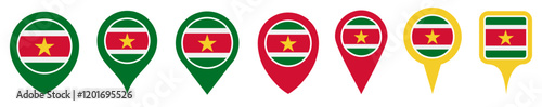 Free Download set vector Location pin suriname flag icon. Country location symbol Map markers design template illustration - GFXLoad
