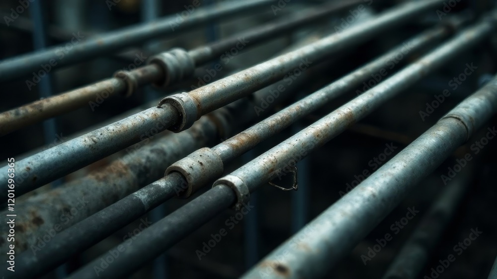 Fototapeta premium old metal pipes underground