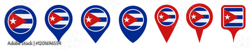 Free Download set vector Location pin cuba flag icon. Country location symbol Map markers design template illustration - GFXLoad
