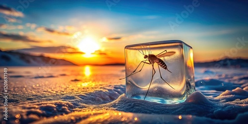 Stunning scientific imagery:  Arctic mosquito entrapment in ice, viewed via high-depth-of-field microscopy.
