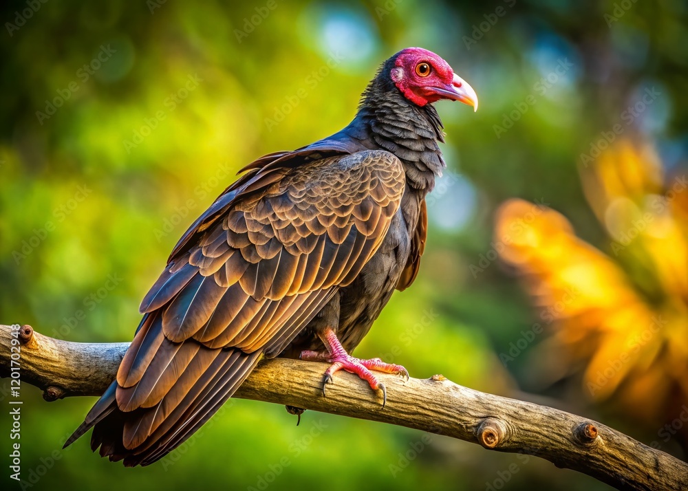 Fototapeta premium Wild Turkey Vulture Candid Close-Up: Majestic Bird in Natural Habitat