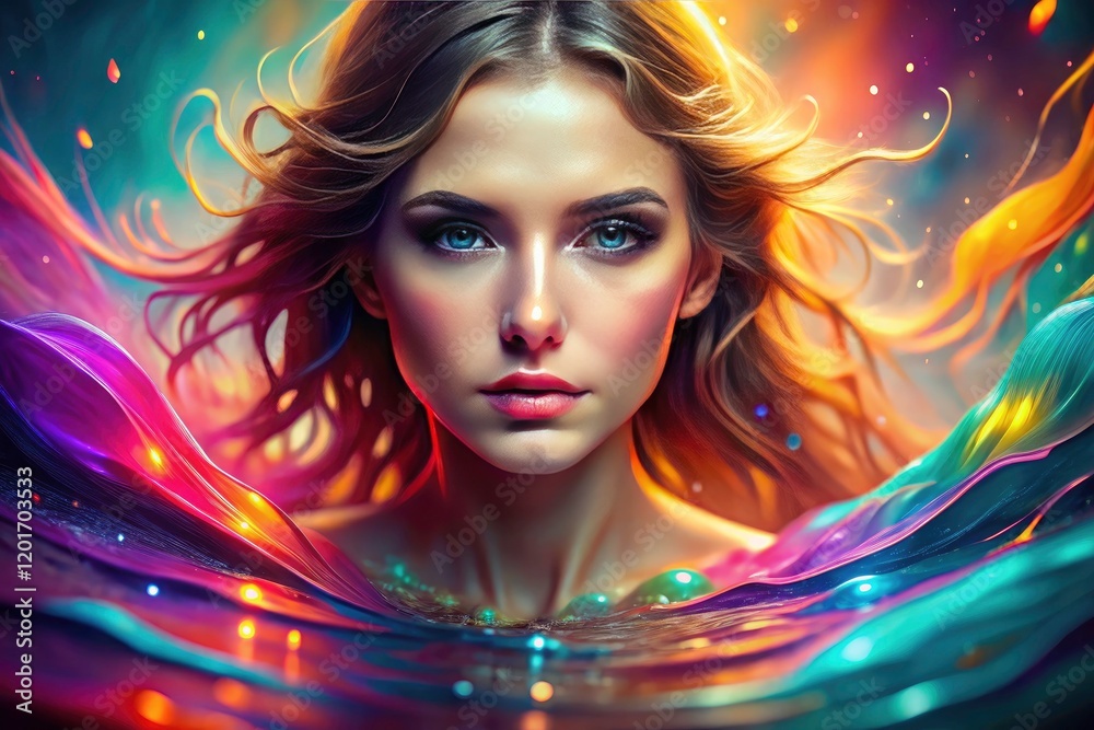 Fototapeta premium Tranquil liquid wave art: a soft-focus portrait wallpaper perfect for presentations.