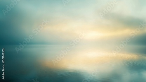 Wallpaper Mural Serene sunrise over calm water with soft, diffused light and misty atmosphere. Torontodigital.ca
