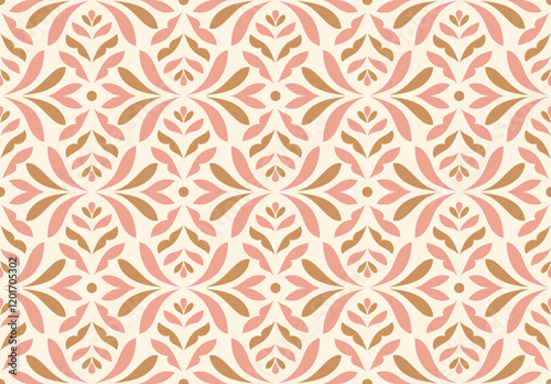 Abstract retro floral seamless pattern. Vector vintage flower art deco texture. Geometric minimalist background.
