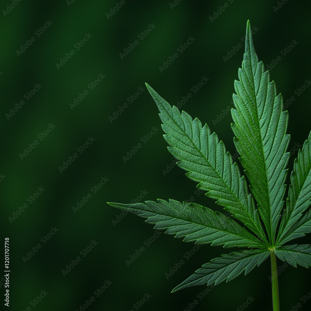 Green cannabis leaf against a dark background Green cannabis leaf against a dark background