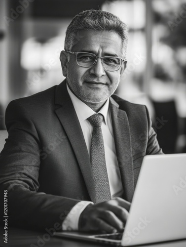 Businessman Smiling Solemnly at Camera
