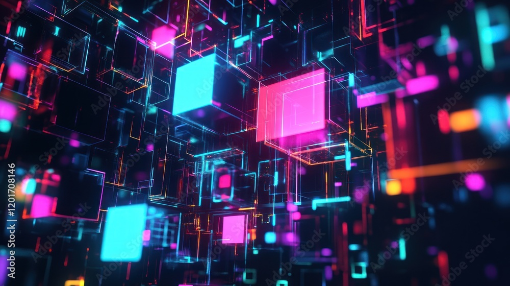 Abstract Neon Cubes Abstract Neon Cubes