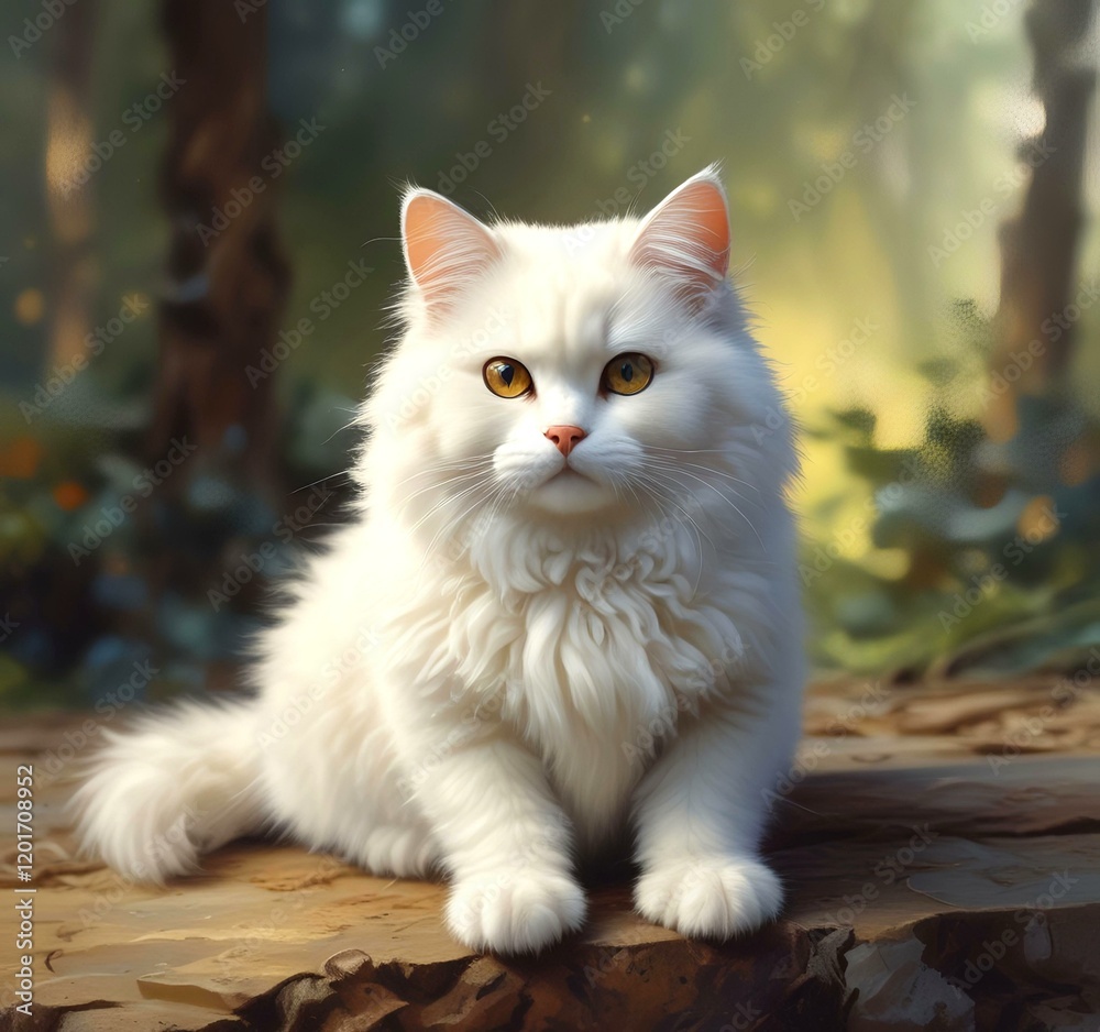 Obraz premium Illustration of fluffy cat.