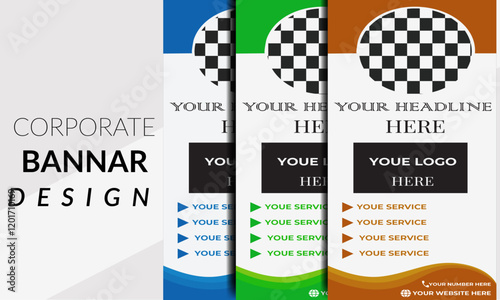 Business rollup banner template set, pull up, display banner, x-banner vector, flag-banner design bundle template or Roll up banner stand for your company