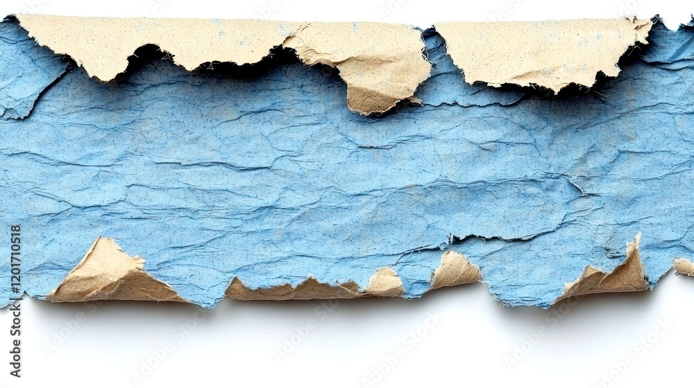 Obraz premium Ripped Paper Texture with Blue and Beige Paint Layers: Abstract Grunge Background