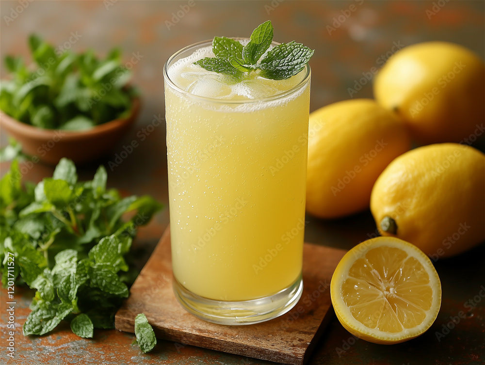 Transparent Glass of Lemonade Resting on the Table Transparent Glass of Lemonade Resting on the Table