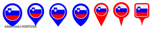 Free Download set vector Location pin slovenia flag icon. Country location symbol Map markers design template illustration - GFXLoad