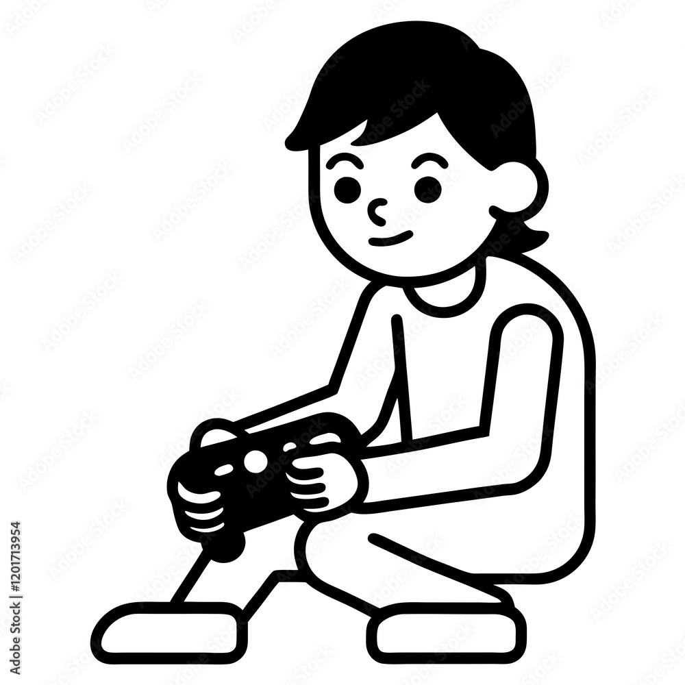 Obraz premium A student playing a video game vector illustration