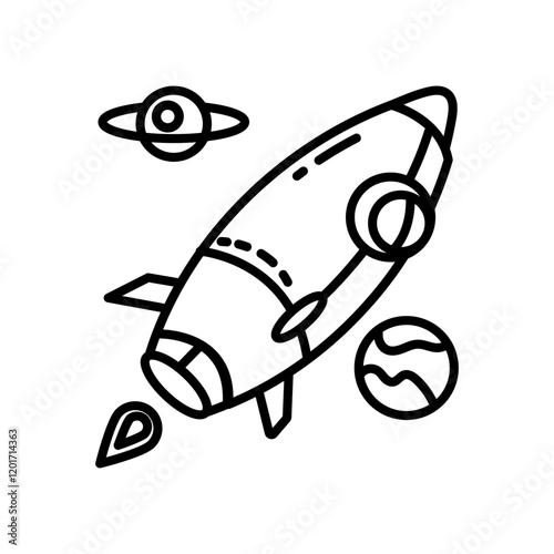Spacecraft Outline Icon, Vector illustration