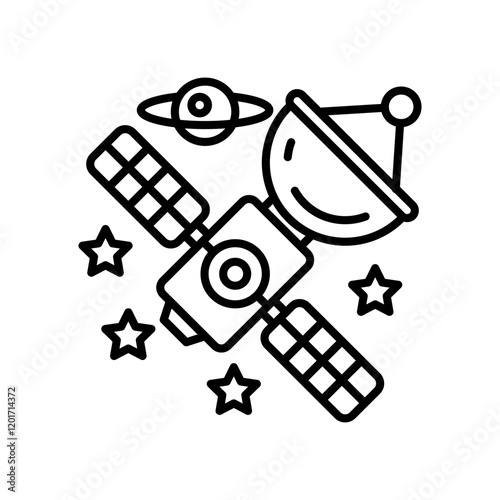 Satellite Outline Icon, Vector illustration