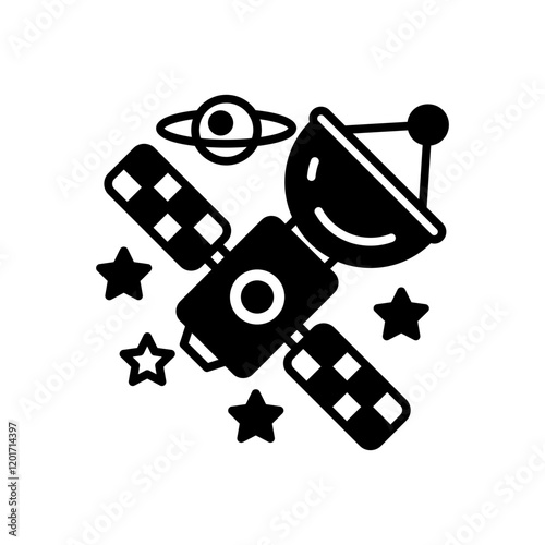 Satellite Glyph Icon, Vector illustration