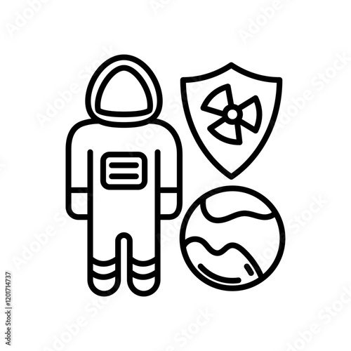 Radiation Shielding Outline Icon, Vector illustration