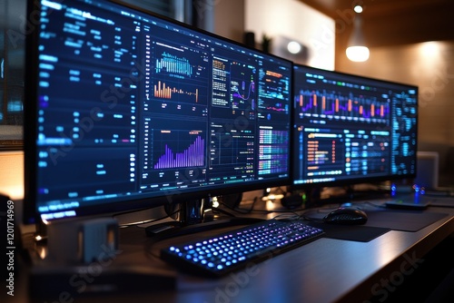 Wallpaper Mural Modern Professional Workspace with Customer Data Charts and Audience Statistics Torontodigital.ca