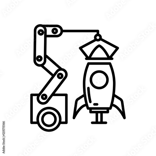 Space Industry Outline Icon, Vector illustration