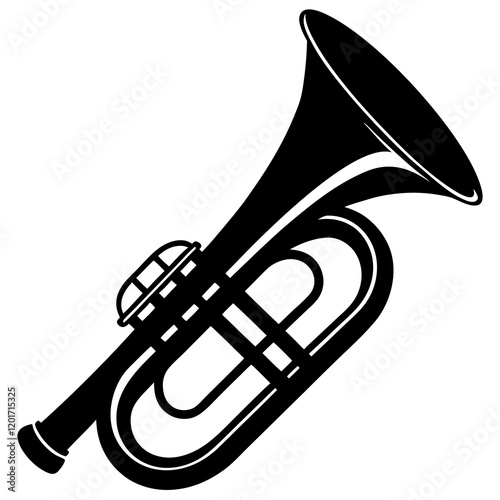 Obraz na plátně baritone horn full silhouette vector illustration