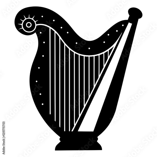 harp full silhouette vector illustration
