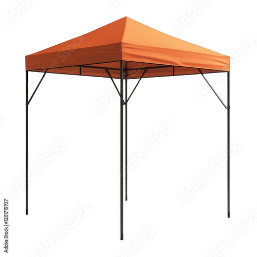 An orange pop-up canopy tent stands ready for outdoor events and family gatherings.