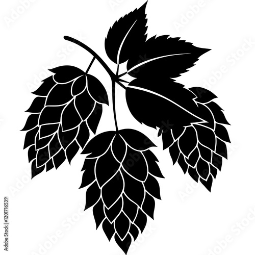  hops shoots silhouette vector illustration