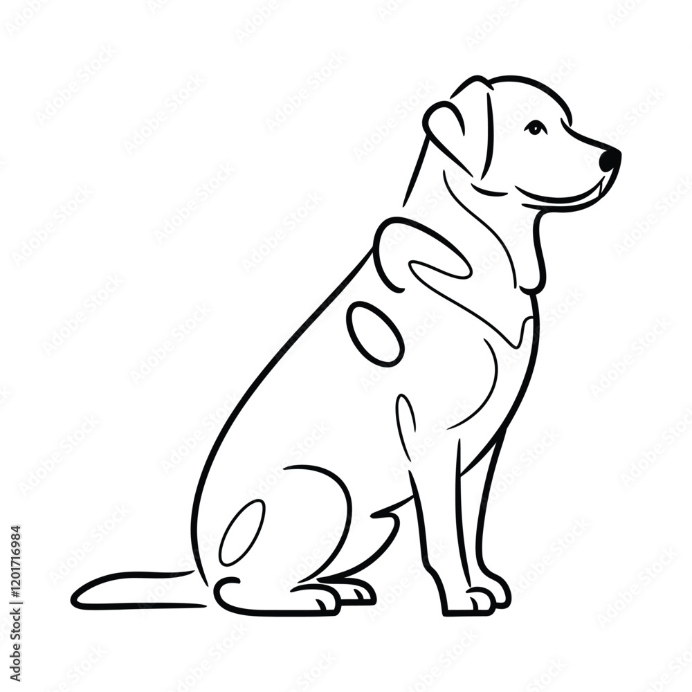Line Art Labrador Retriever with white background Line Art Labrador Retriever with white background