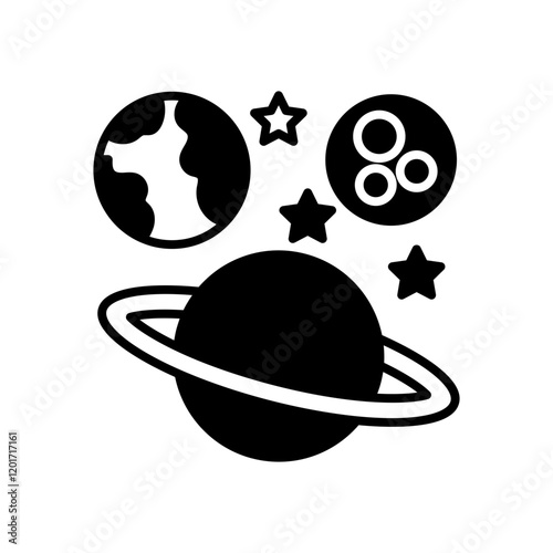 Astronomy Planet Glyph Icon, Vector illustration