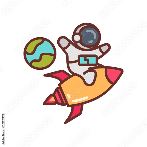 Space Flight Filled Icons , Vector illustration