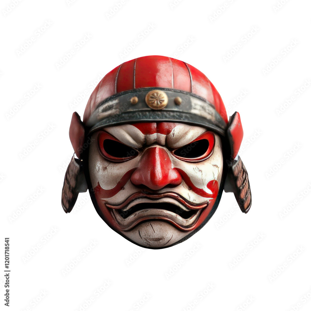 Fierce Oni Samurai Mask 3D Render of Traditional Japanese Helmet Fierce Oni Samurai Mask 3D Render of Traditional Japanese Helmet