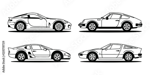 Classic Sports Car Illustration with white background