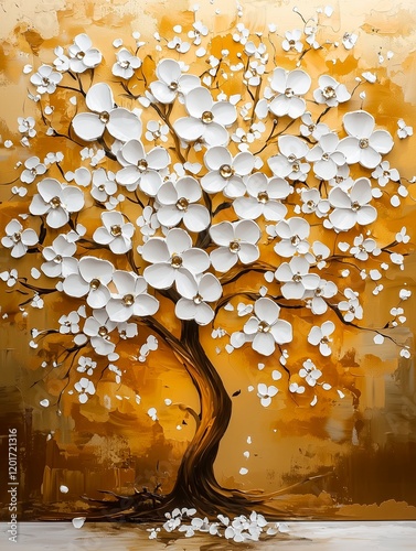 Tree American Basswood - woman silhoueete Basswood Blossoms - Acrylic Soft Whites and Pinks An acrylic painting depicting the delicate. photo