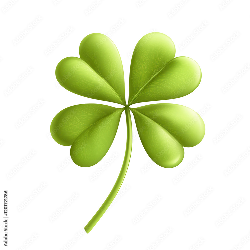 Vibrant green four-leaf clover transparent background natural icon isolated view symbol of luck Vibrant green four-leaf clover transparent background natural icon isolated view symbol of luck