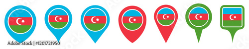 Free Download set vector Location pin azerbaijan flag icon. Country location symbol Map markers design template illustration - GFXLoad