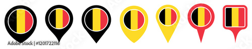 set vector Location pin belgium flag icon. Country location symbol Map markers design template illustration Free Download set vector Location pin belgium flag icon. Country location symbol Map markers design template illustration - GFXLoad