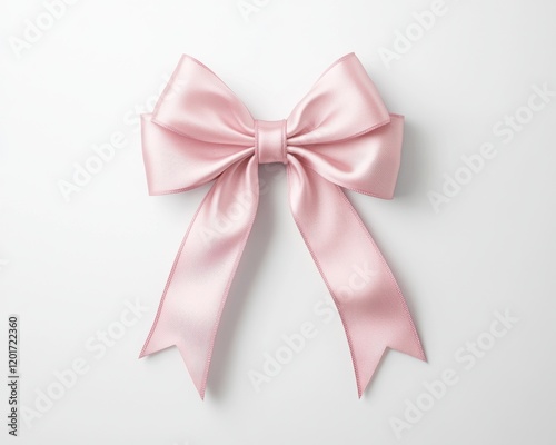 A delicate pink satin bow perfect for gifts, decorations, or craft projects.