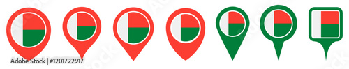 Free Download set vector Location pin madagascar flag icon. Country location symbol Map markers design template illustration - GFXLoad