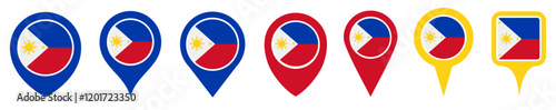 Free Download set vector Location pin philippine flag icon. Country location symbol Map markers design template illustration - GFXLoad