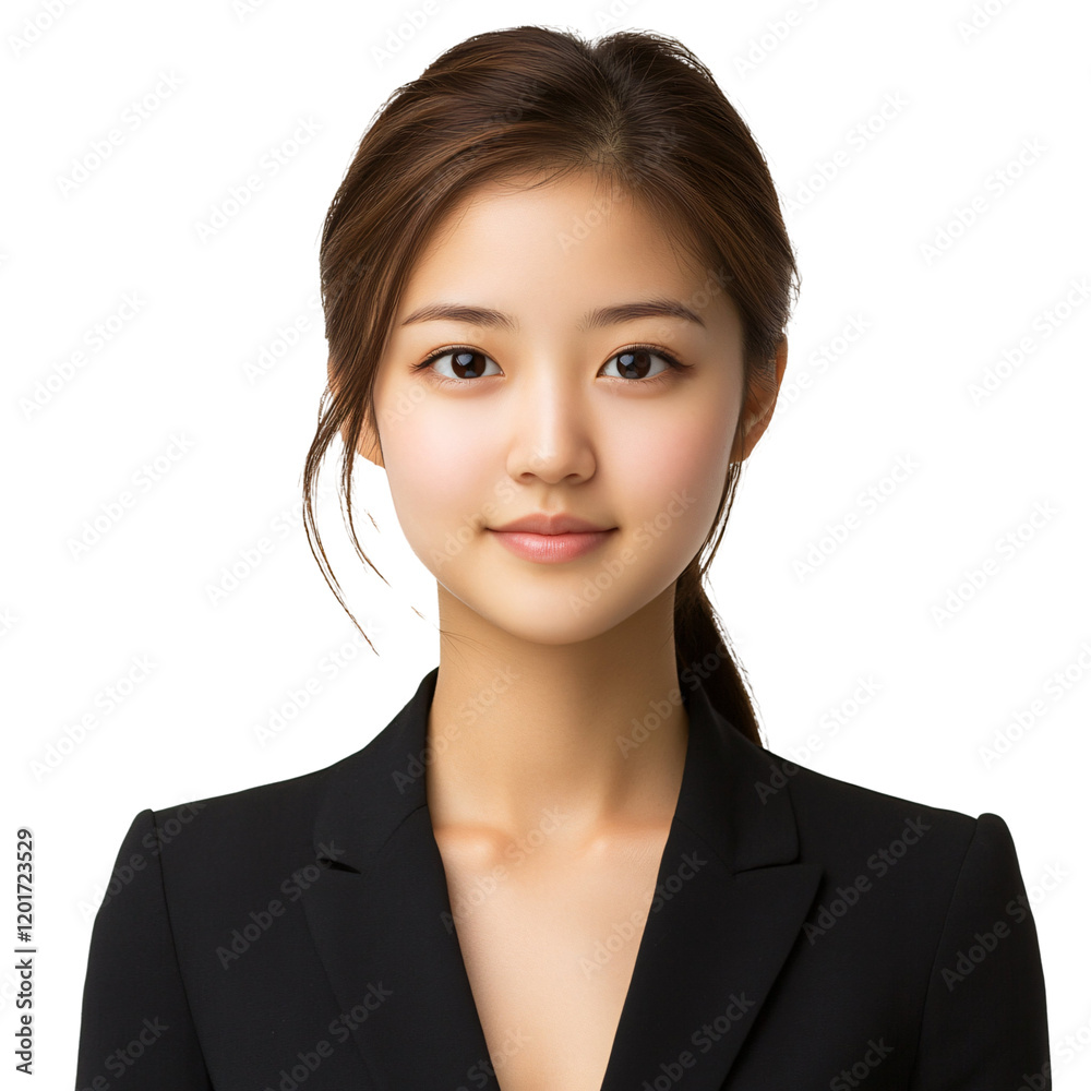 A professional-looking young woman in a black suit, exuding confidence and poise. A professional-looking young woman in a black suit, exuding confidence and poise.