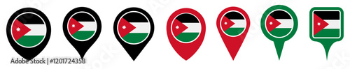 Free Download set vector Location pin jordan flag icon. Country location symbol Map markers design template illustration - GFXLoad
