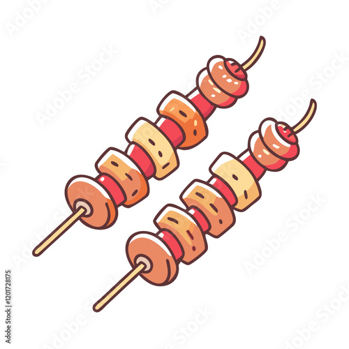 bbq skewers with meat icon, bbq skewers with meat vector illustration-simple illustration of bbq skewers with meat, perfect for bbq skewers with meat logos and icons