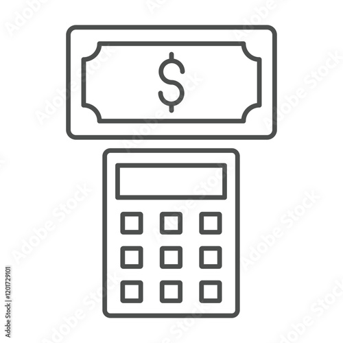 Banknote budget  thinline icon , vector, pixel perfect, illustrator file  photo