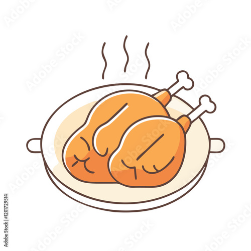 grilled chicken icon, grilled chicken vector illustration-simple illustration of grilled chicken, perfect for grilled chicken logos and icons