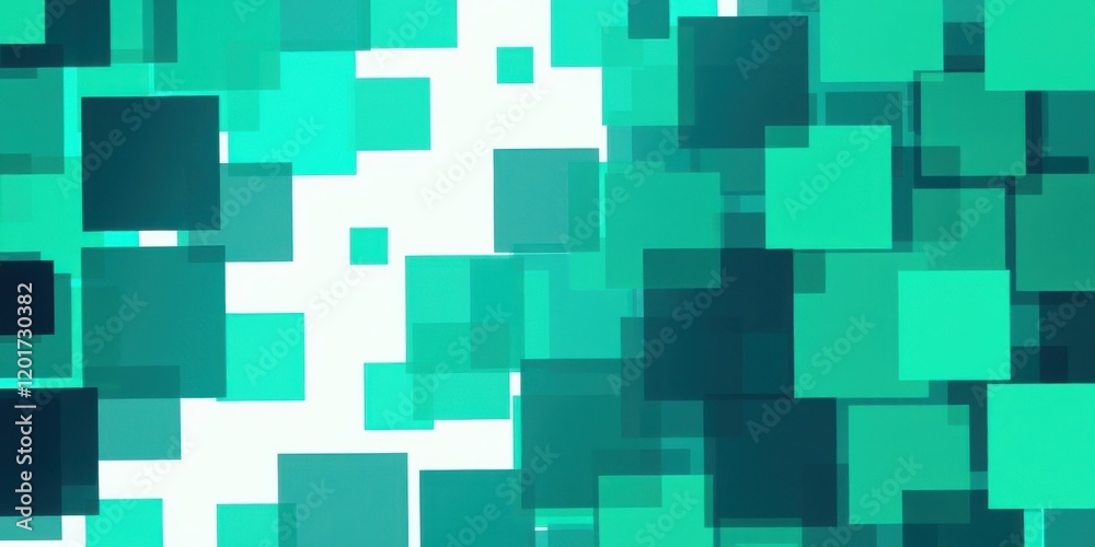 Abstract Teal and White Geometric Background with Overlapping Squares Abstract Teal and White Geometric Background with Overlapping Squares