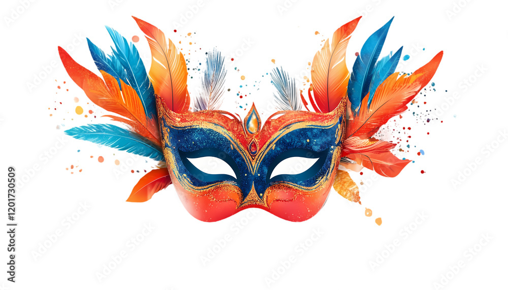 Elegant Venetian Carnival Mask Festive Feathers Red Blue Gold art dark party event color image decor Elegant Venetian Carnival Mask Festive Feathers Red Blue Gold art dark party event color image decor