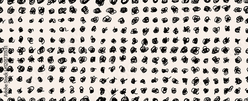 Abstract hand draw polka dot seamless pattern. Minimal irregular tossed tiny dots pattern. Cute childish modern black doodle print. Neutral vector seamless pattern. Baby esthetic surface design.