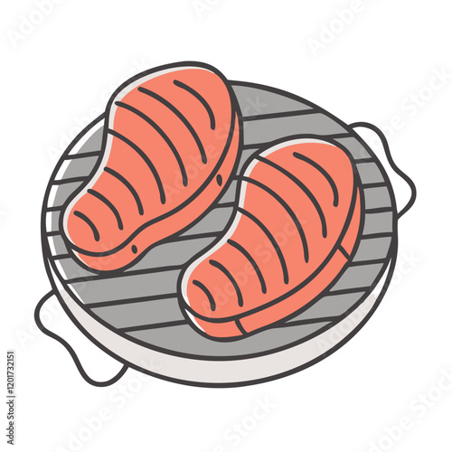 pork chops on grill icon, pork chops on grill vector illustration-simple illustration of pork chops on grill, perfect for pork chops on grill logos and icons