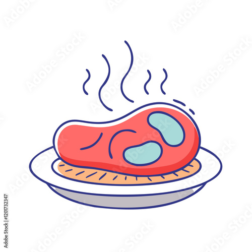 sizzling steak icon, sizzling steak vector illustration-simple illustration of sizzling steak, perfect for sizzling steak logos and icons