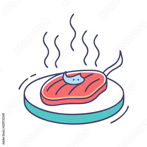 sizzling steak icon, sizzling steak vector illustration-simple illustration of sizzling steak, perfect for sizzling steak logos and icons